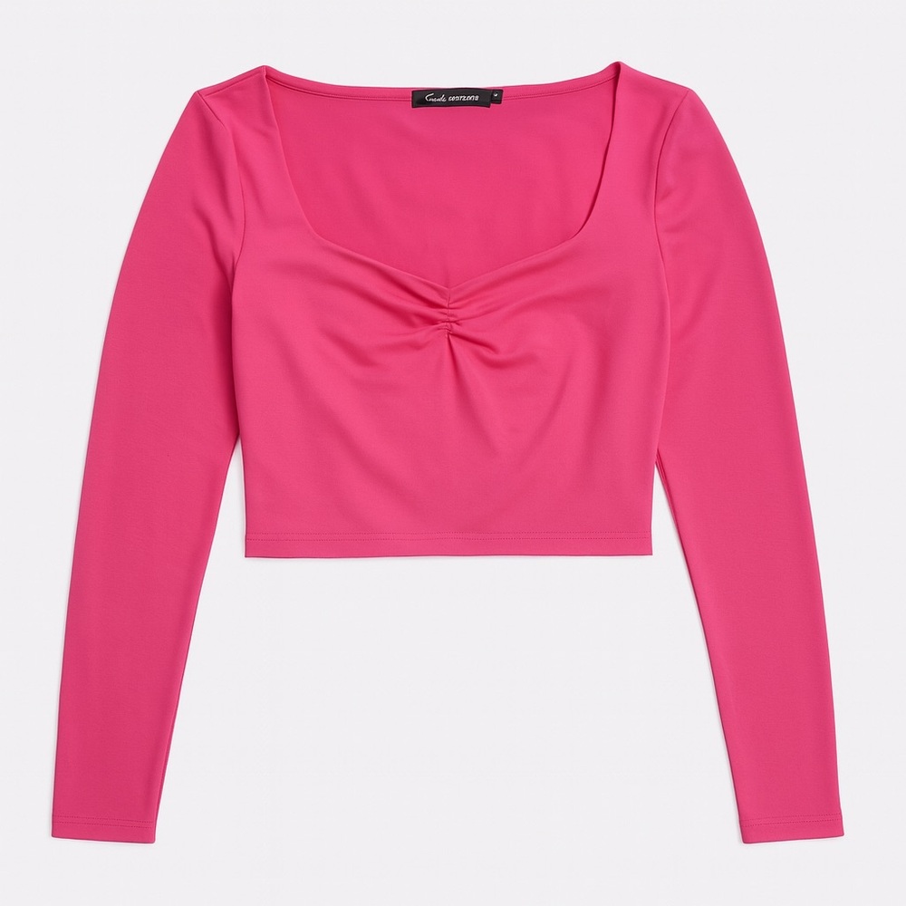 Fuchsia Long Sleeve Crop Top